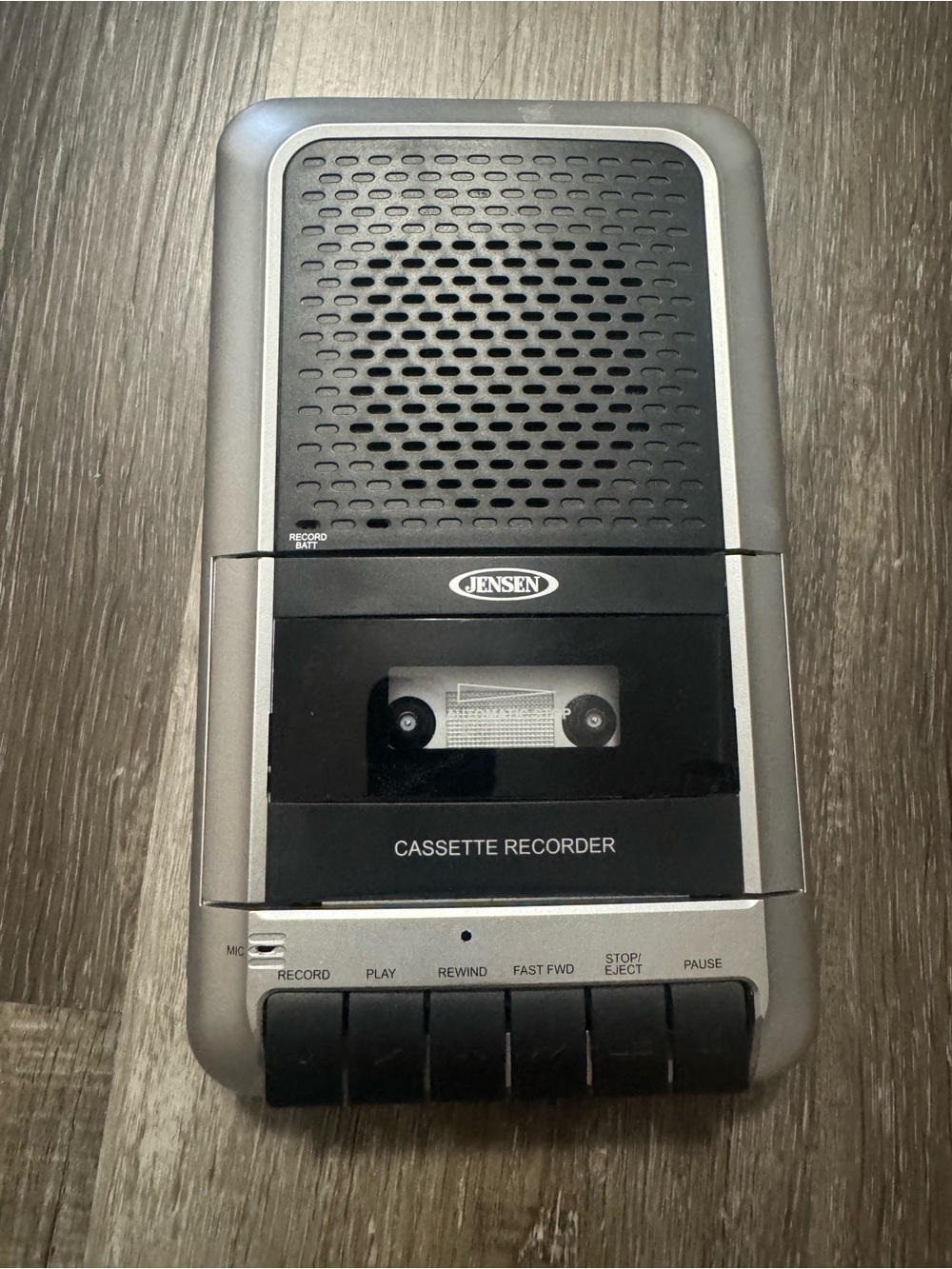 Jensen Silver and Black Portable Cassette Recorder